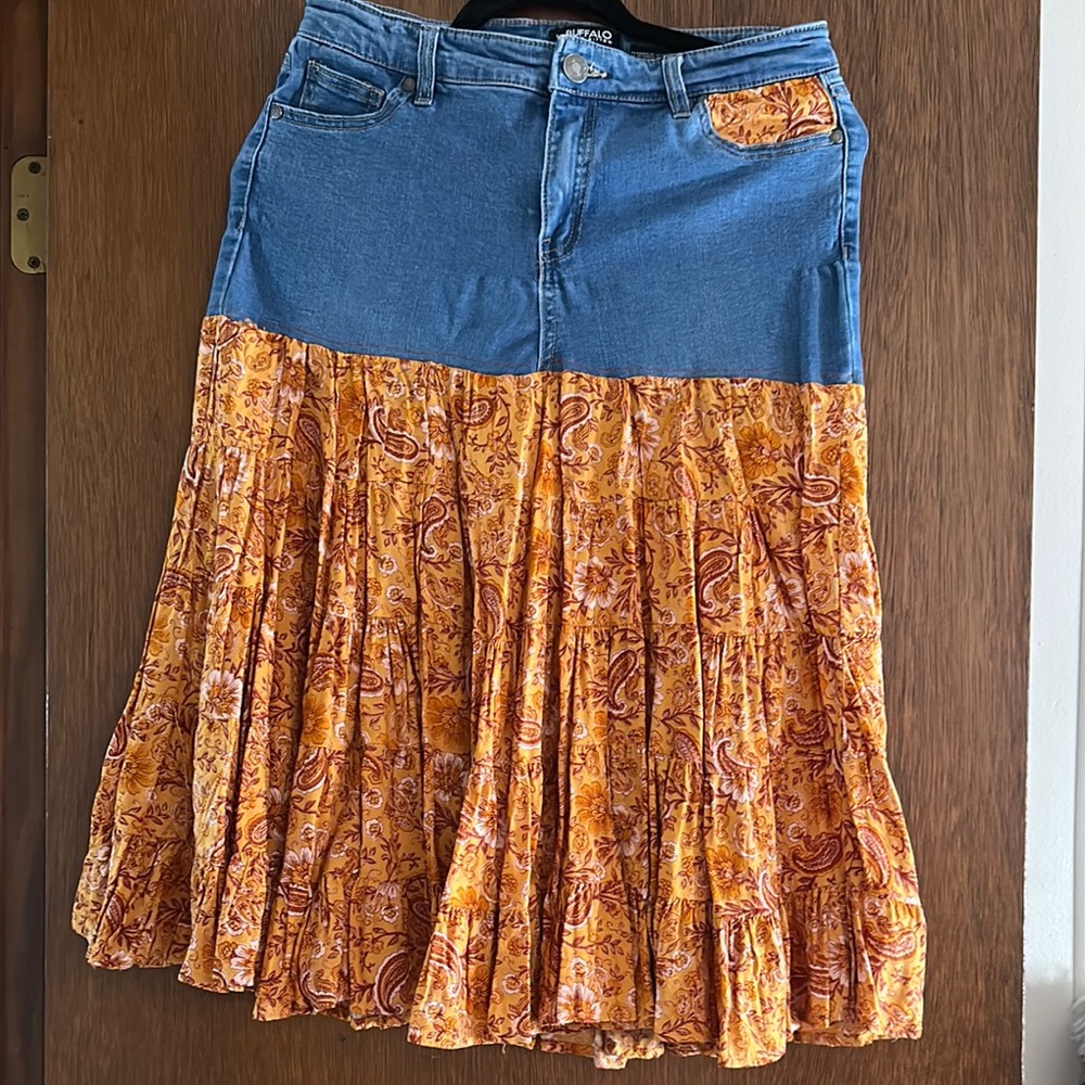 Buffalo David Bitton Denim and Paisley Skirt